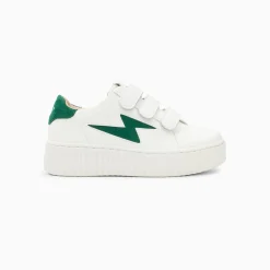 Vanessa Wu Baskets Eclair Mini Vicky Blanc Et Vert Sapin A Scratchs