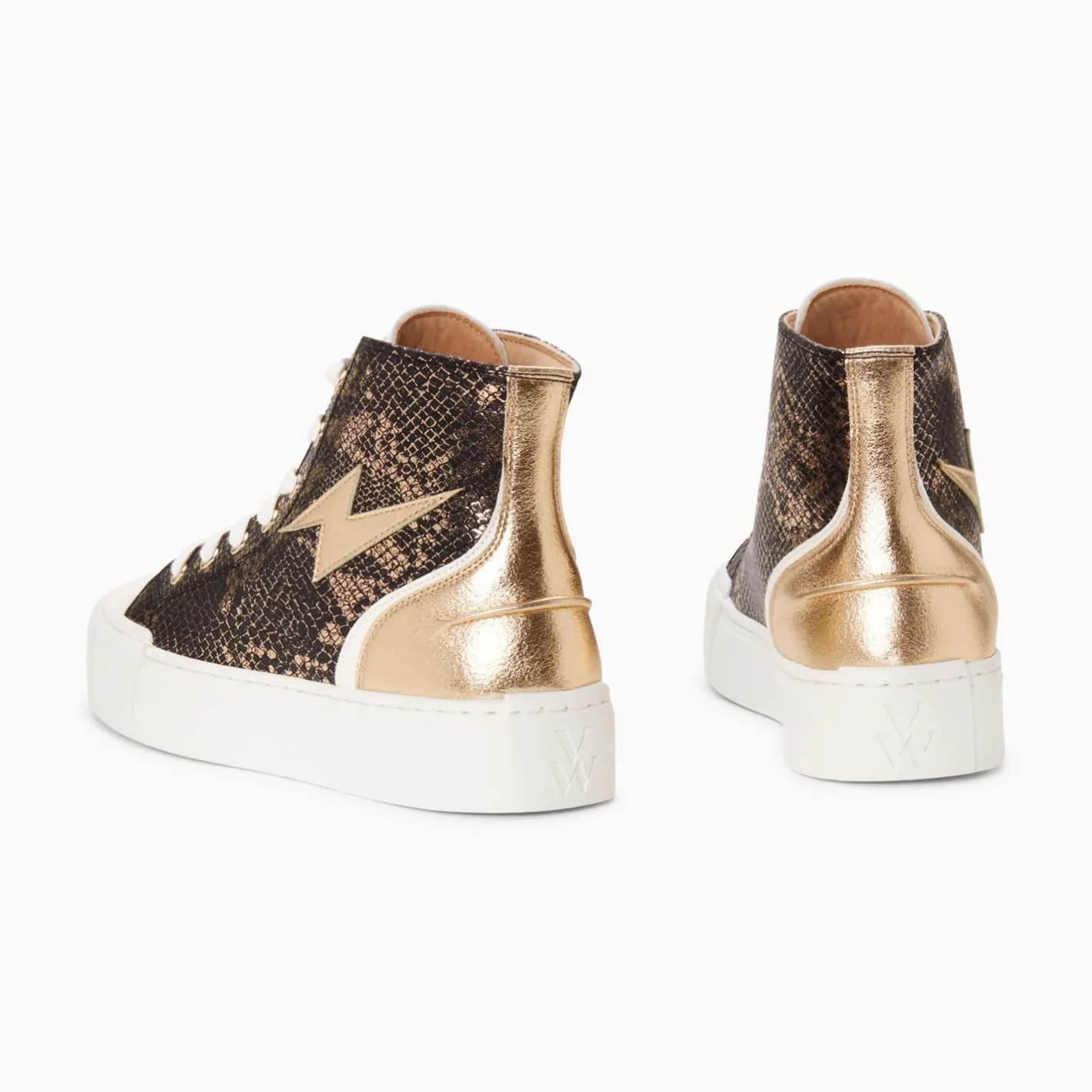 Vanessa Wu Baskets Eclair Mucella Montantes Serpent Et Or Discount