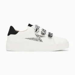 Vanessa Wu Baskets Eclair Noura Blanc Et Argent A Scratchs Zebre Sale