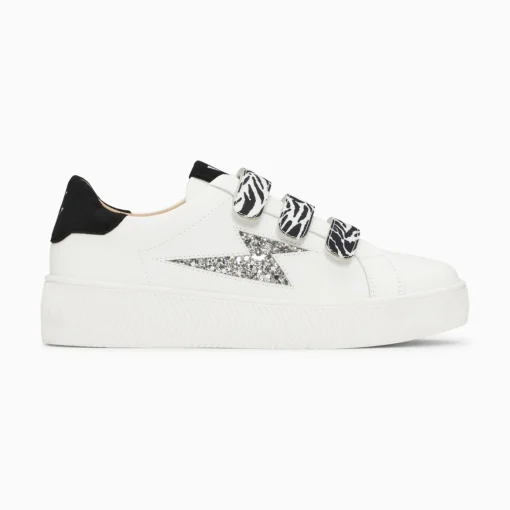 Vanessa Wu Baskets Eclair Noura Blanc Et Argent A Scratchs Zebre Sale