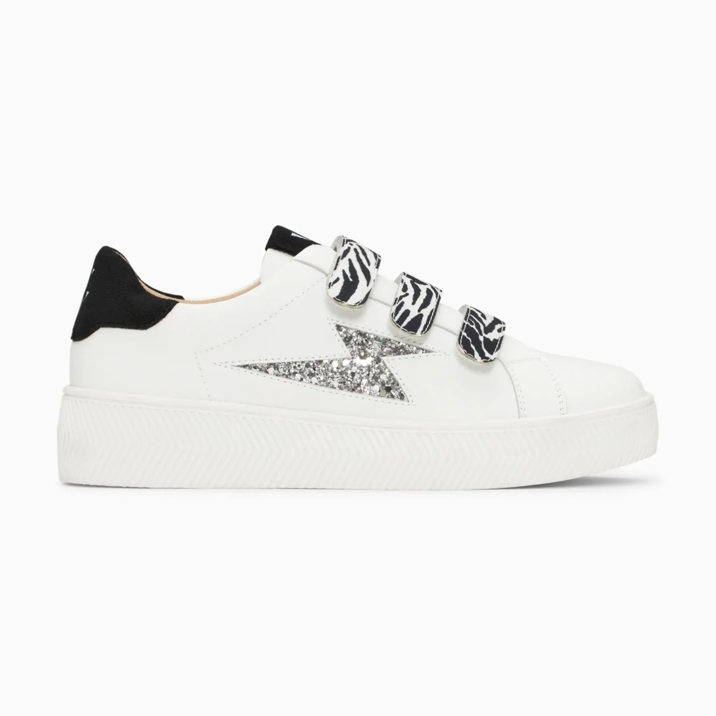 Vanessa Wu Baskets Eclair Noura Blanc Et Argent A Scratchs Zebre Sale