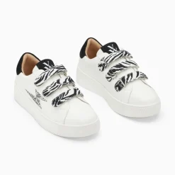 Vanessa Wu Baskets Eclair Noura Blanc Et Argent A Scratchs Zebre Sale