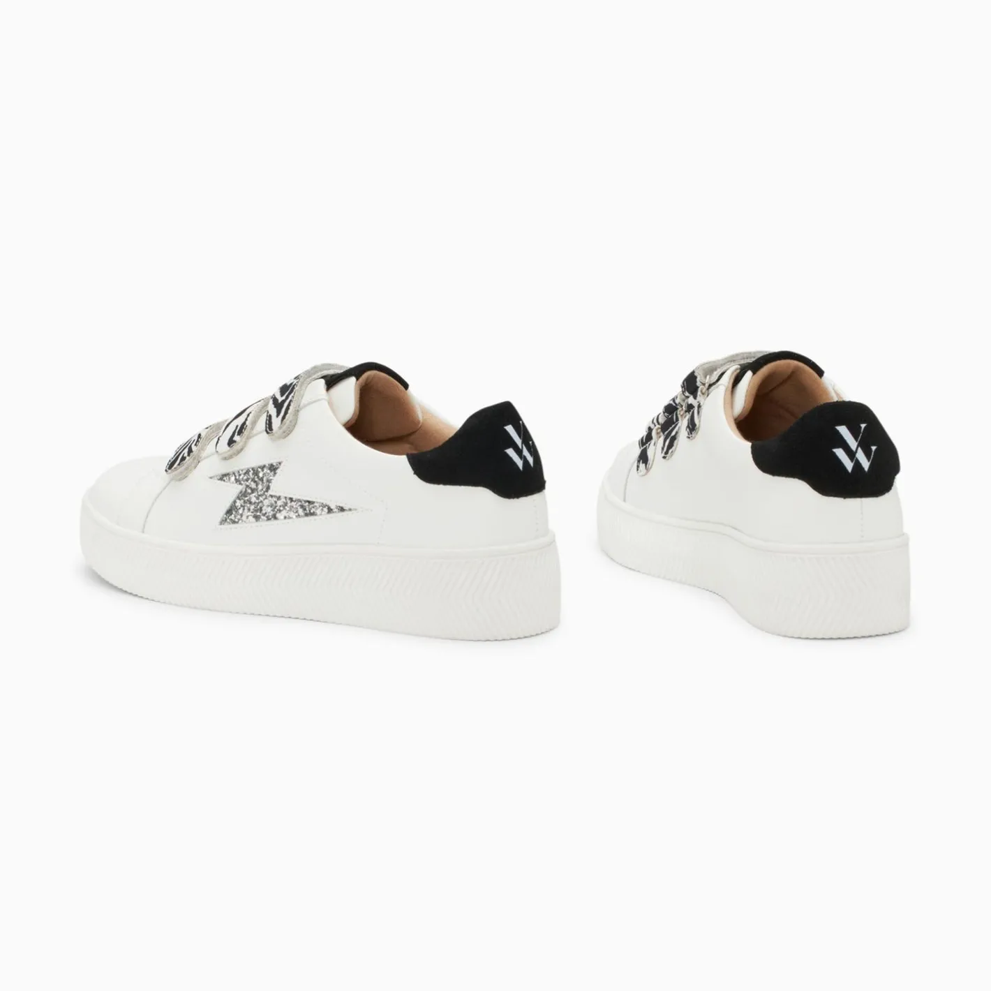 Vanessa Wu Baskets Eclair Noura Blanc Et Argent A Scratchs Zebre Sale