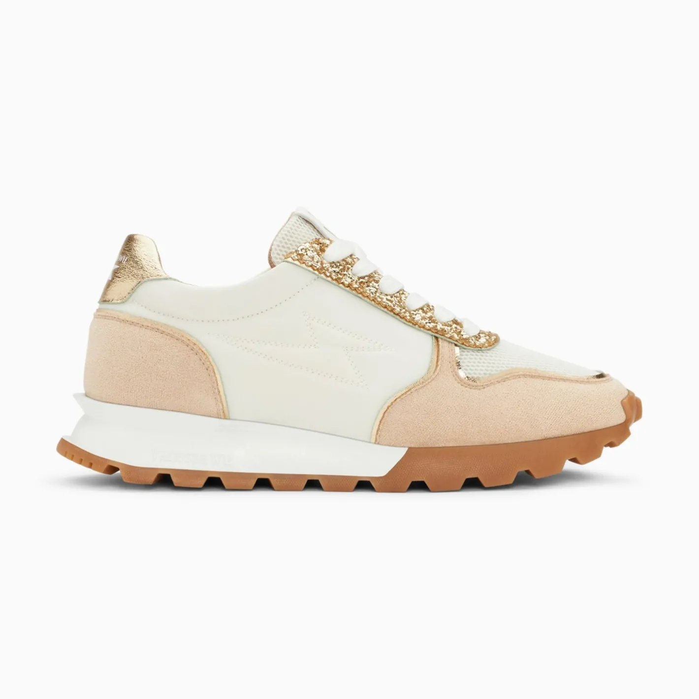 Vanessa Wu Baskets Eclair Paola Beige Et Or A Semelle Running Discount