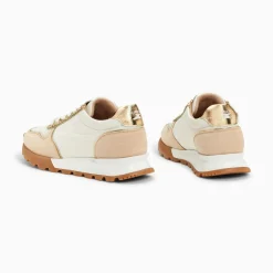 Vanessa Wu Baskets Eclair Paola Beige Et Or A Semelle Running Discount
