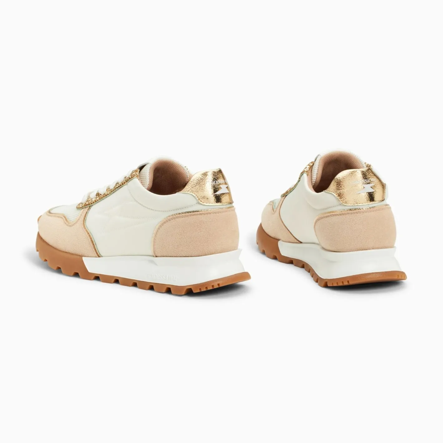 Vanessa Wu Baskets Eclair Paola Beige Et Or A Semelle Running Discount