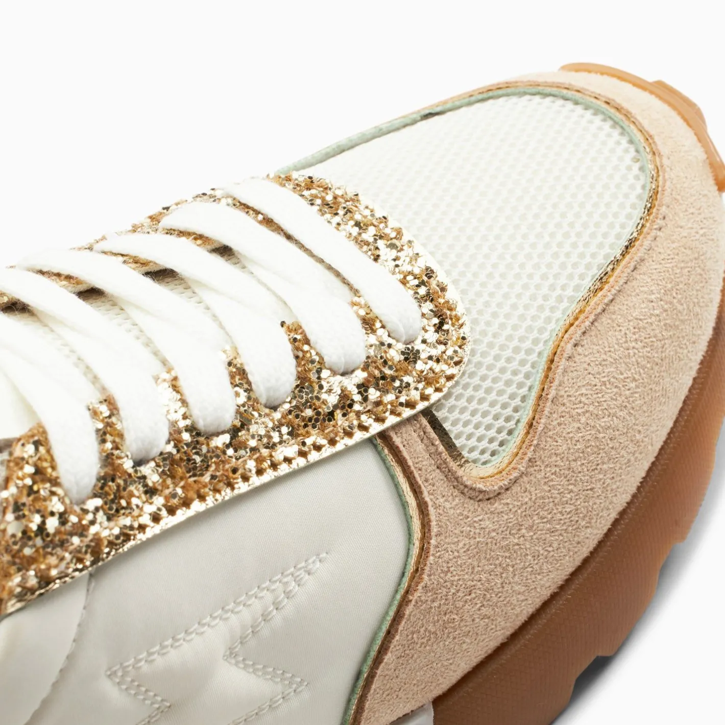 Vanessa Wu Baskets Eclair Paola Beige Et Or A Semelle Running Discount