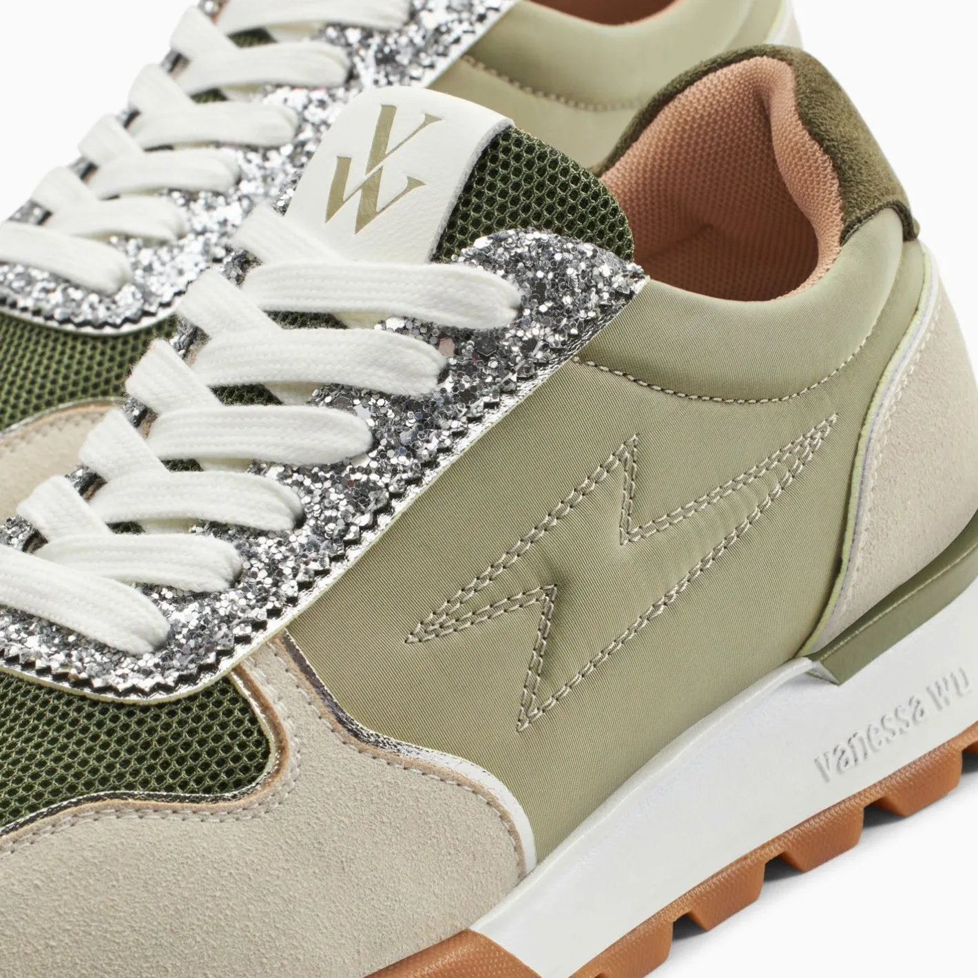 Vanessa Wu Baskets Eclair Paola Kaki Et Argent A Semelle Running