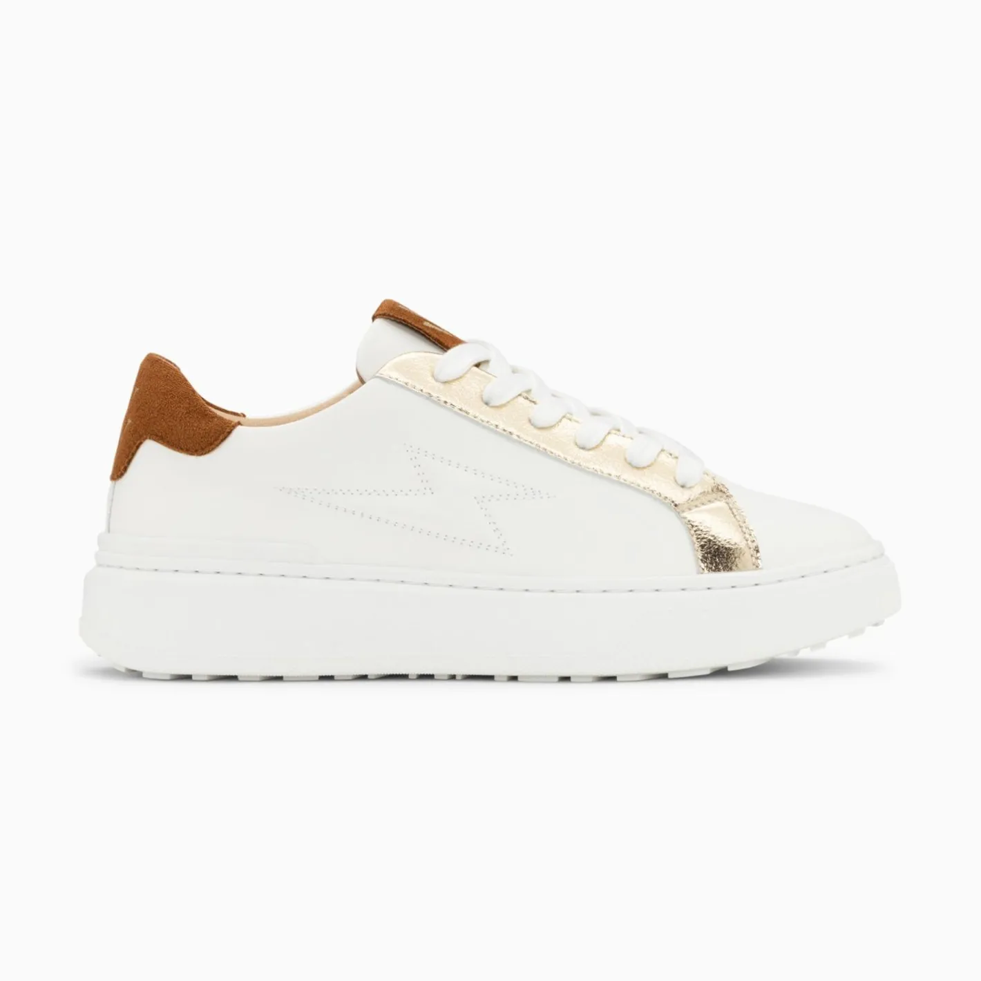 Vanessa Wu Baskets Eclair Romane Blanc Et Camel A Lacets Best