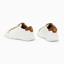 Vanessa Wu Baskets Eclair Romane Blanc Et Camel A Lacets Best