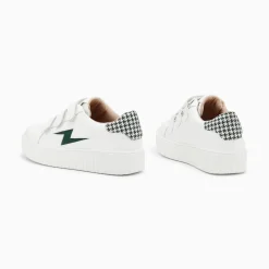 Vanessa Wu Baskets Eclair Sansa Blanc Et Vert Pied-De-Poule A Scratchs Discount