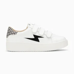 Vanessa Wu Baskets Eclair Sansa Blanc Et Noir Pied-De-Poule A Scratchs Outlet