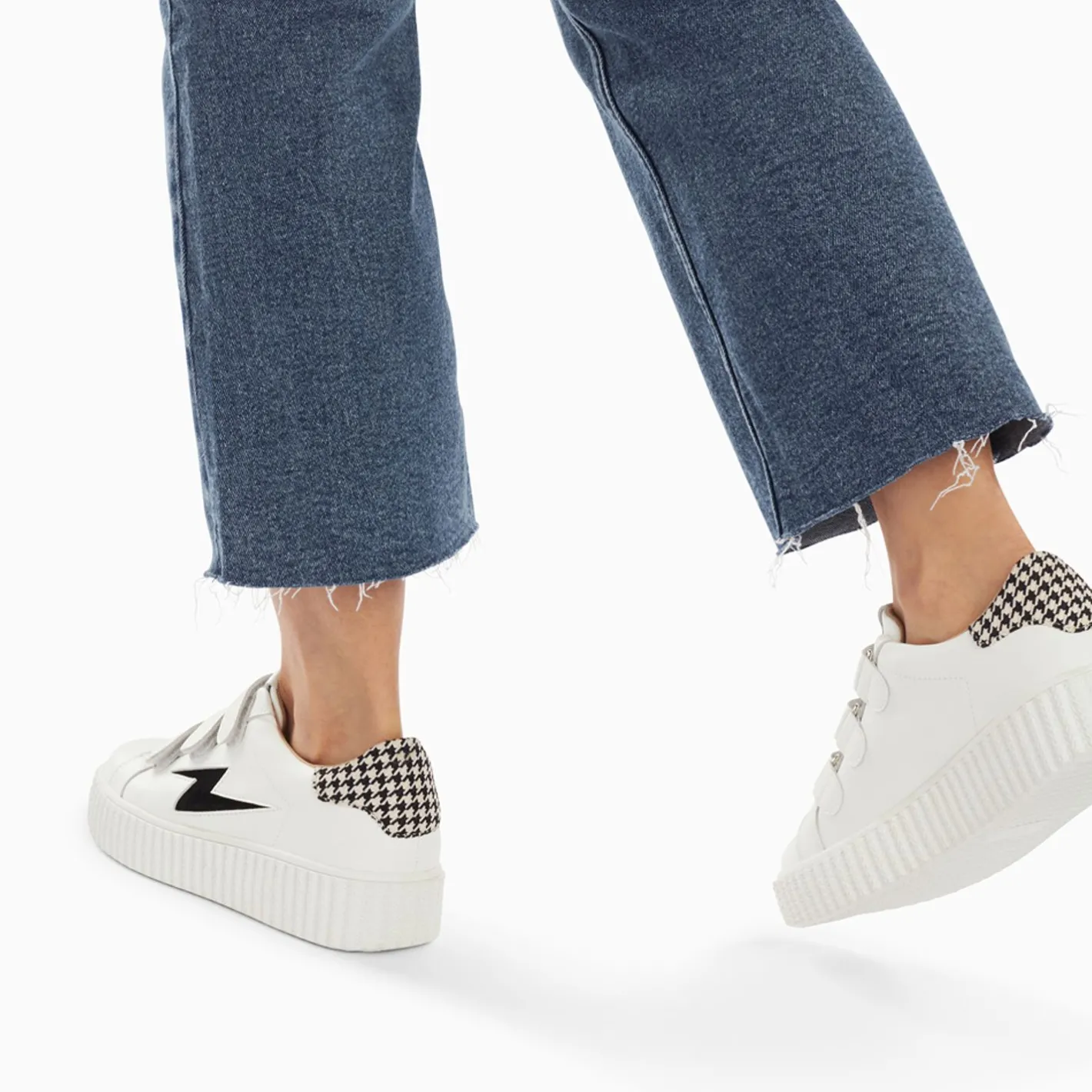 Vanessa Wu Baskets Eclair Sansa Blanc Et Noir Pied-De-Poule A Scratchs Outlet