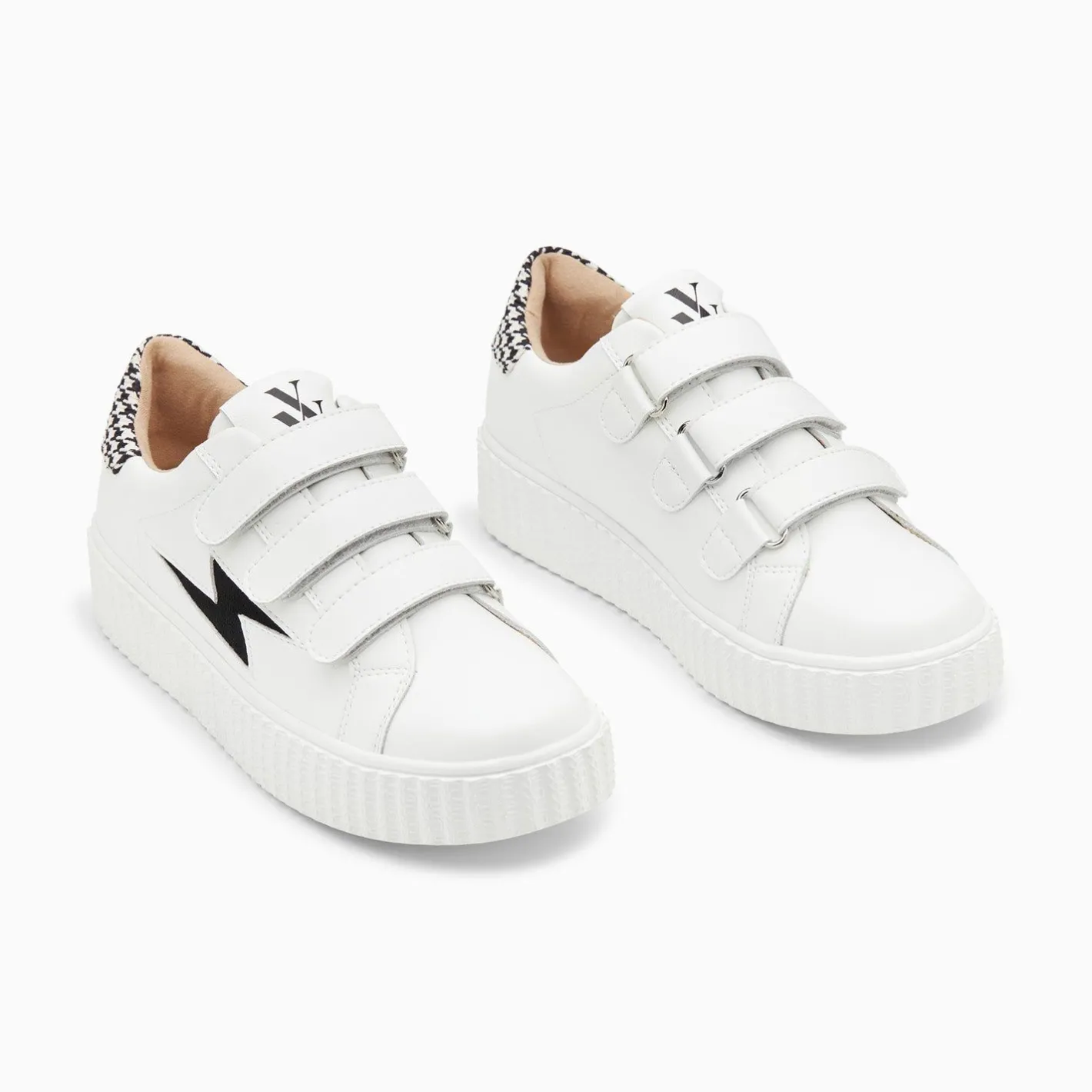 Vanessa Wu Baskets Eclair Sansa Blanc Et Noir Pied-De-Poule A Scratchs Outlet
