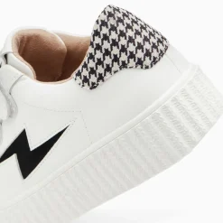 Vanessa Wu Baskets Eclair Sansa Blanc Et Noir Pied-De-Poule A Scratchs Outlet