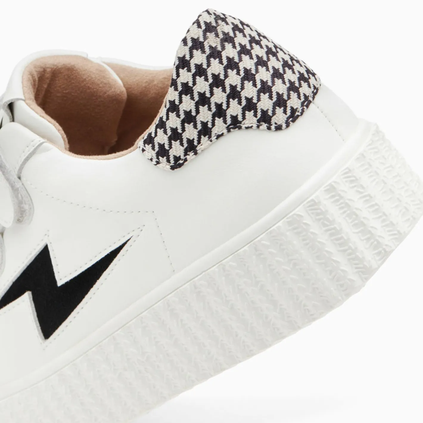 Vanessa Wu Baskets Eclair Sansa Blanc Et Noir Pied-De-Poule A Scratchs Outlet
