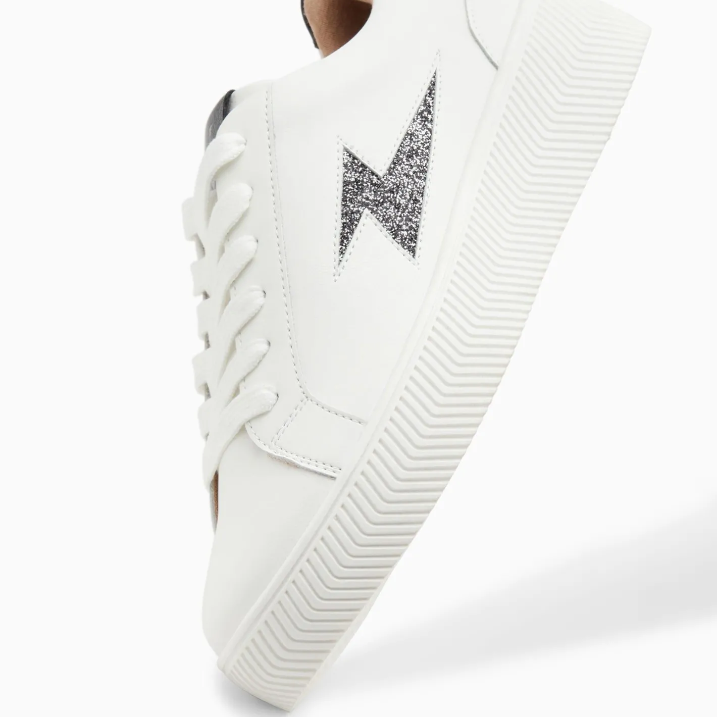 Vanessa Wu Baskets Eclair Tania Blanc Et Noir A Paillettes New