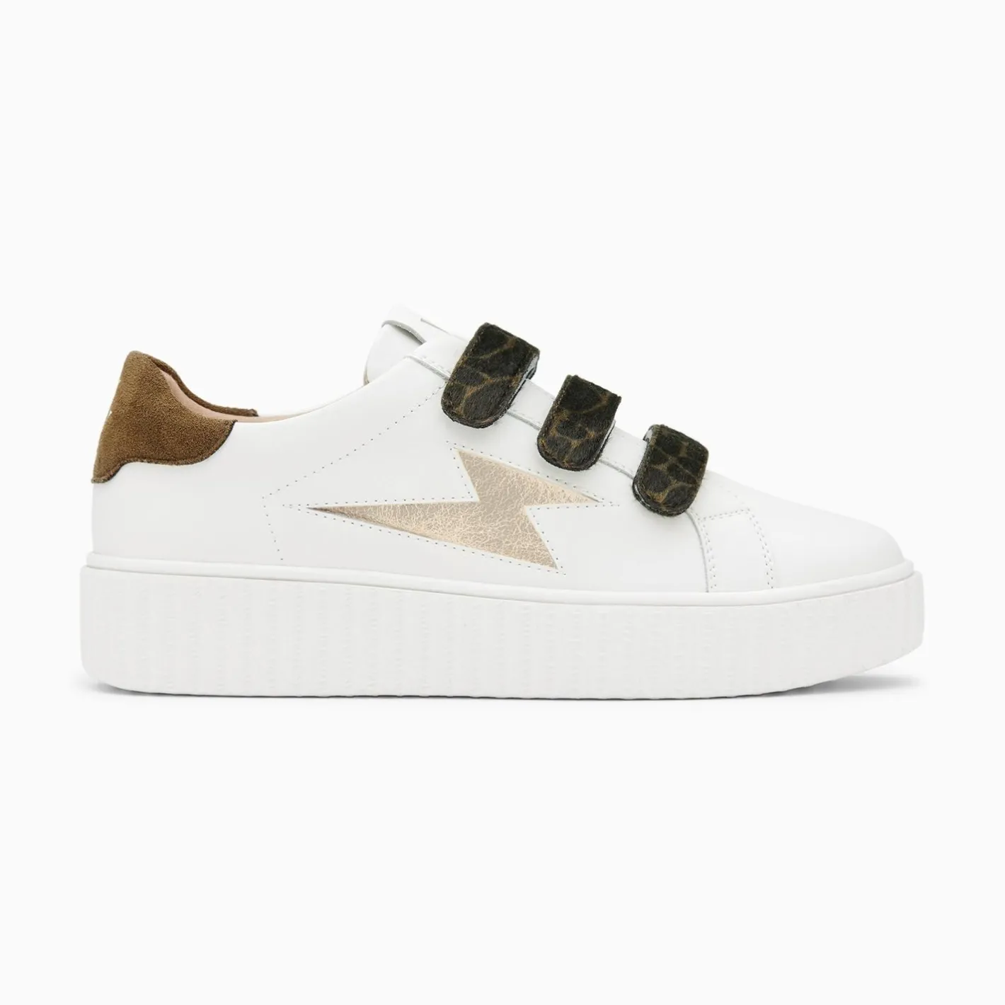 Vanessa Wu Baskets Eclair Thais Blanc Et Or A Scratchs Kaki
