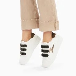 Vanessa Wu Baskets Eclair Thais Blanc Et Or A Scratchs Kaki