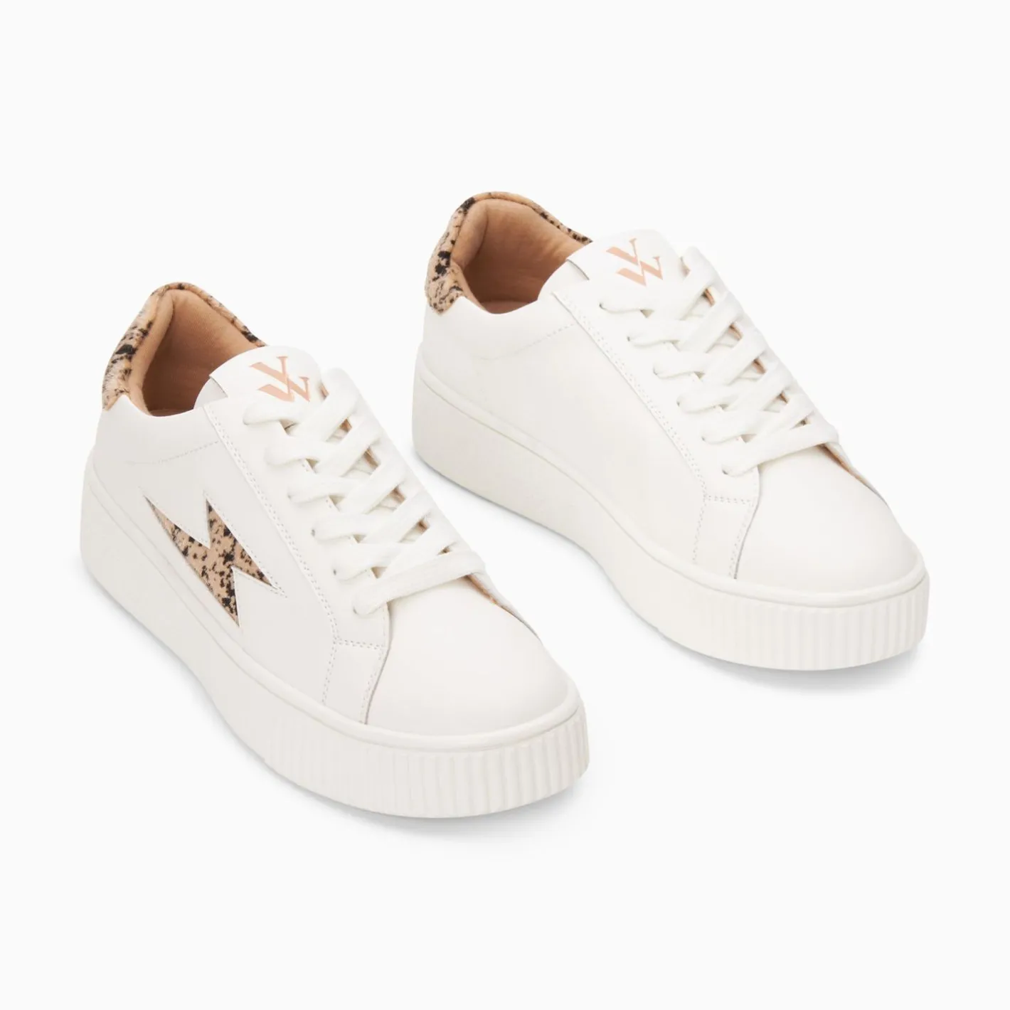 Vanessa Wu Baskets Eclair Tiff Blanc Et Beige Imprime Guepard A Lacets Online
