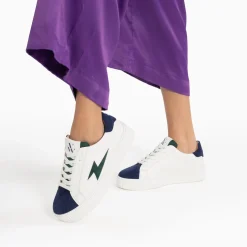 Vanessa Wu Baskets Eclair Tiff Bleu Marine Et Vert A Lacets Sale