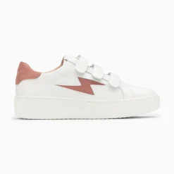Vanessa Wu Baskets Eclair Vicky Blanc Et Vieux Rose A Scratchs Discount
