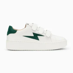 Vanessa Wu Baskets Eclair Vicky Blanc Et Vert Sapin A Scratchs New