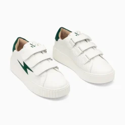 Vanessa Wu Baskets Eclair Vicky Blanc Et Vert Sapin A Scratchs New