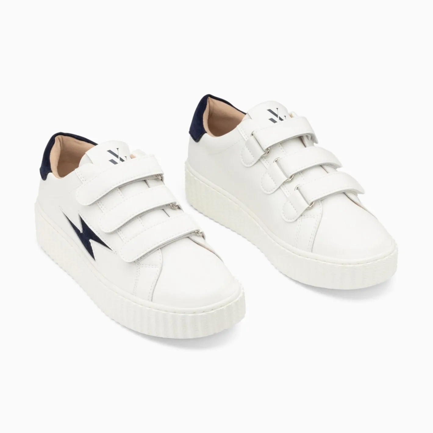 Vanessa Wu Baskets Eclair Vicky Blanc Et Marine A Scratchs Discount