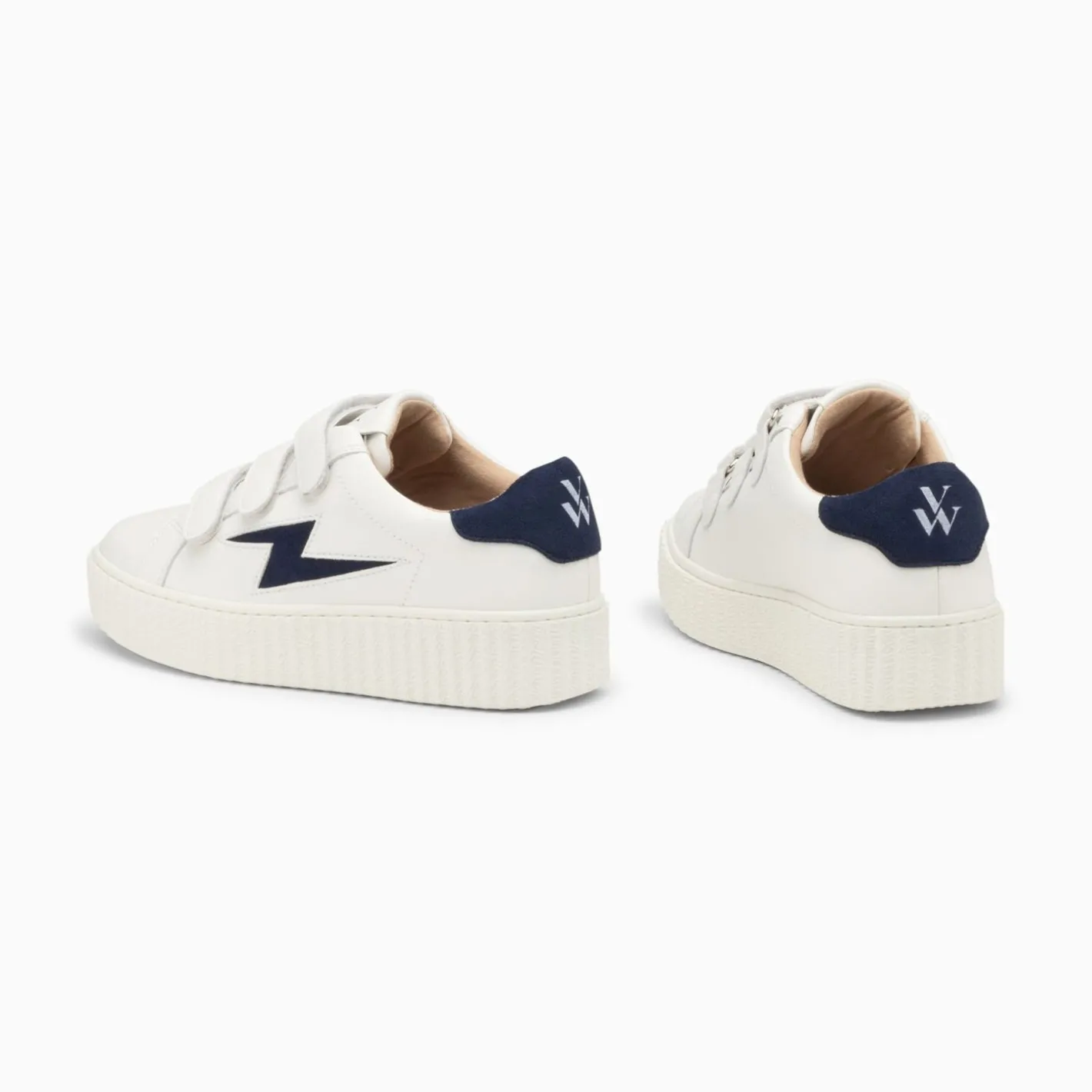 Vanessa Wu Baskets Eclair Vicky Blanc Et Marine A Scratchs Discount