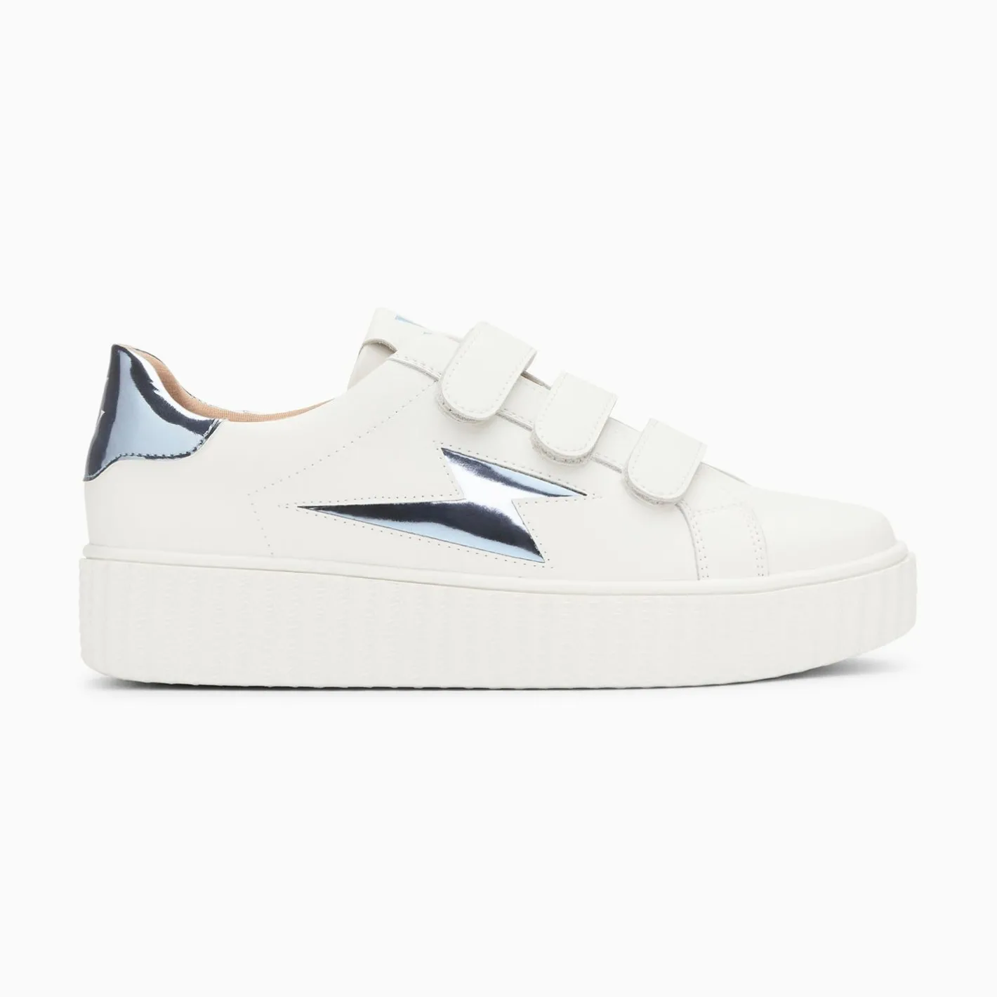 Vanessa Wu Baskets Eclair Willow Blanc Et Bleu Effet Miroir A Scratchs Sale