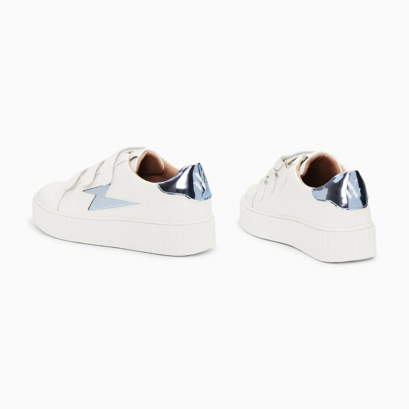 Vanessa Wu Baskets Eclair Willow Blanc Et Bleu Effet Miroir A Scratchs Sale