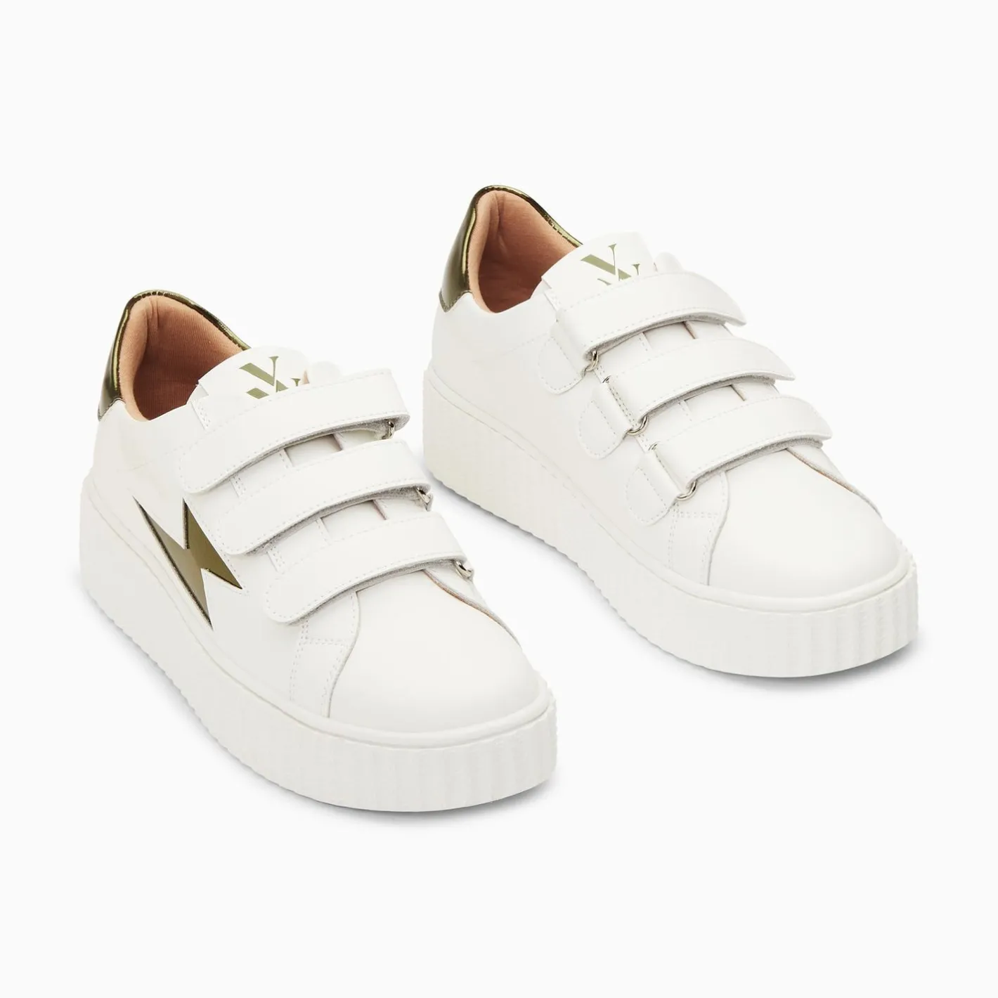 Vanessa Wu Baskets Eclair Willow Blanc Et Kaki Effet Miroir A Scratchs Sale