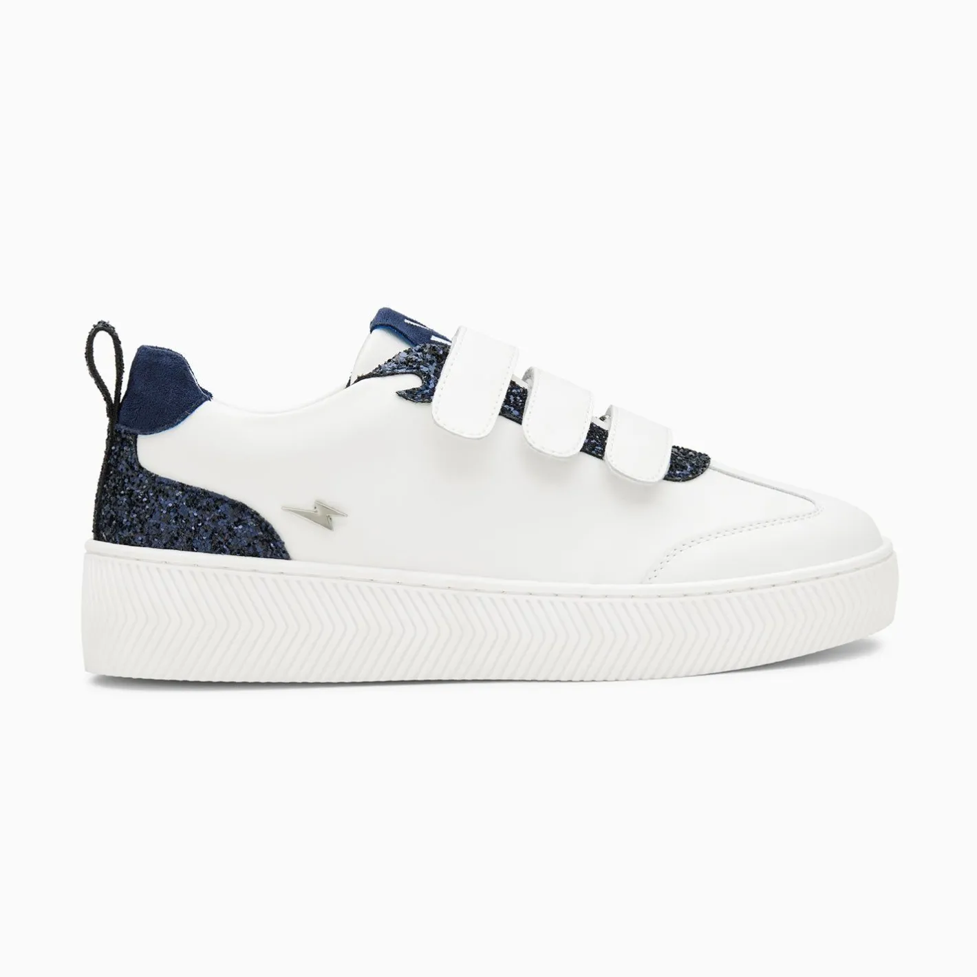 Vanessa Wu Baskets Eline Blanc Et Bleu Paillete A Scratchs Clearance