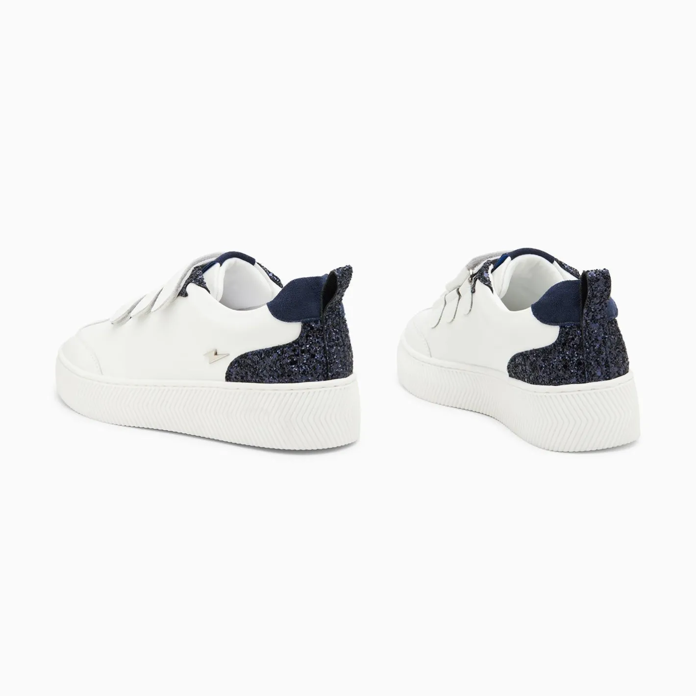 Vanessa Wu Baskets Eline Blanc Et Bleu Paillete A Scratchs Clearance