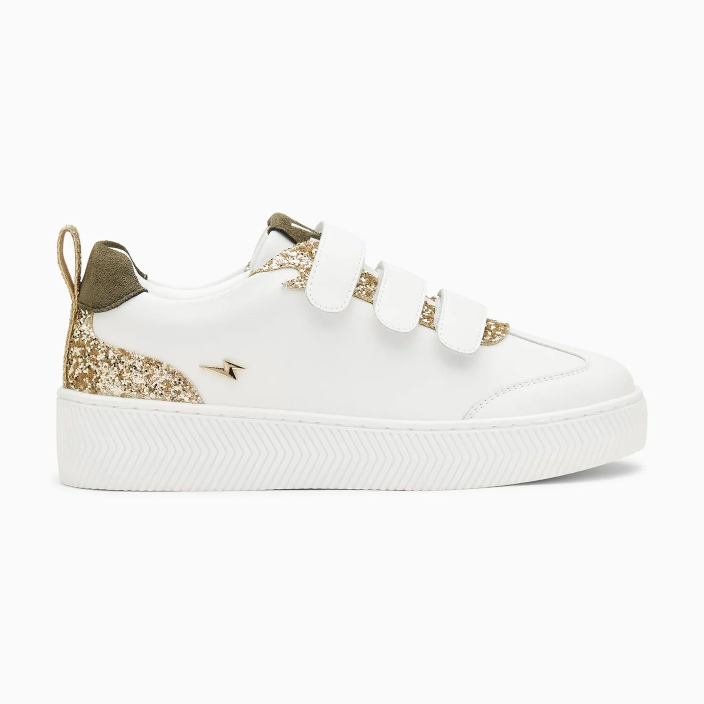 Vanessa Wu Baskets Eline Blanc Et Or Paillete A Scratchs Discount