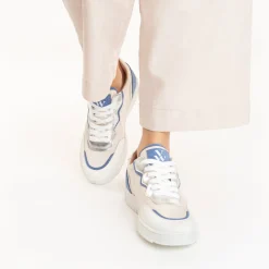 Vanessa Wu Baskets Enora En Toile Beige A Details Bleu Et Argent Online