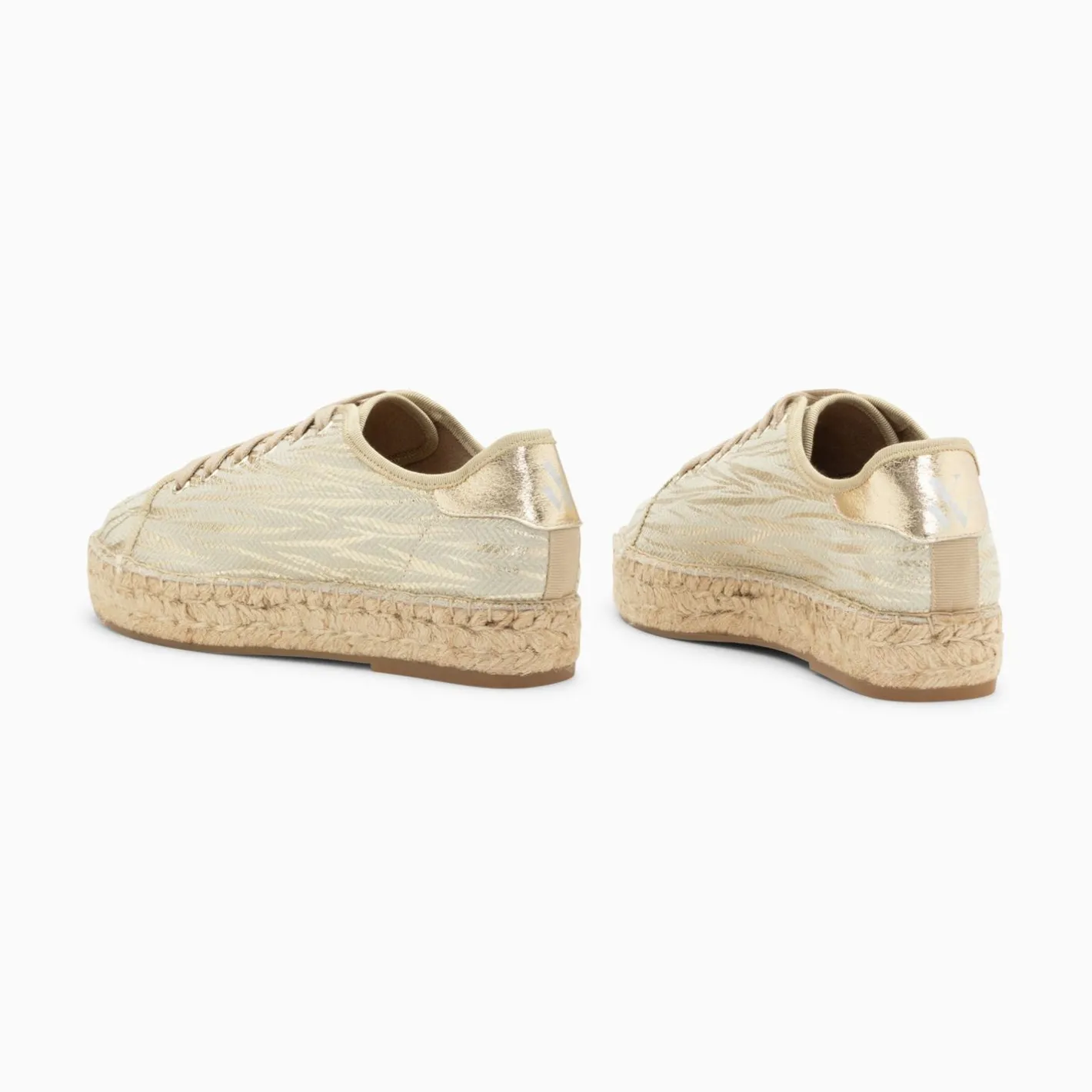 Vanessa Wu Baskets Espadrilles Kourtney Or Imprime Zebre A Lacets Discount