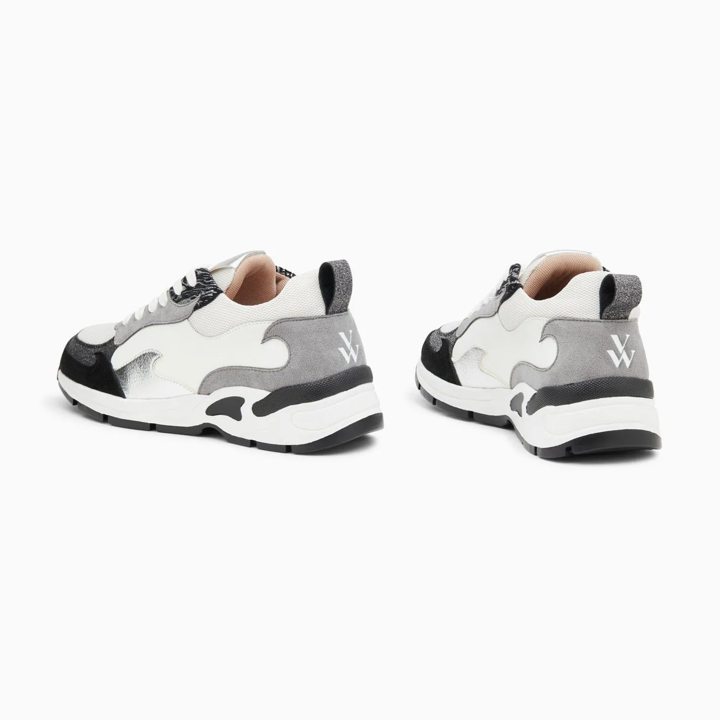 Vanessa Wu Baskets Flamme Arya Blanc Et Gris New
