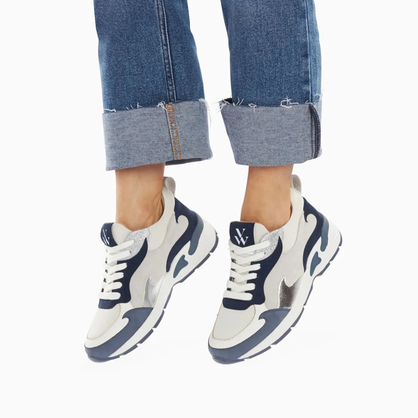 Vanessa Wu Baskets Flamme Arya Gris Et Bleu Sale