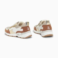 Vanessa Wu Baskets Flamme Juliette Blanc Et Camel Discount