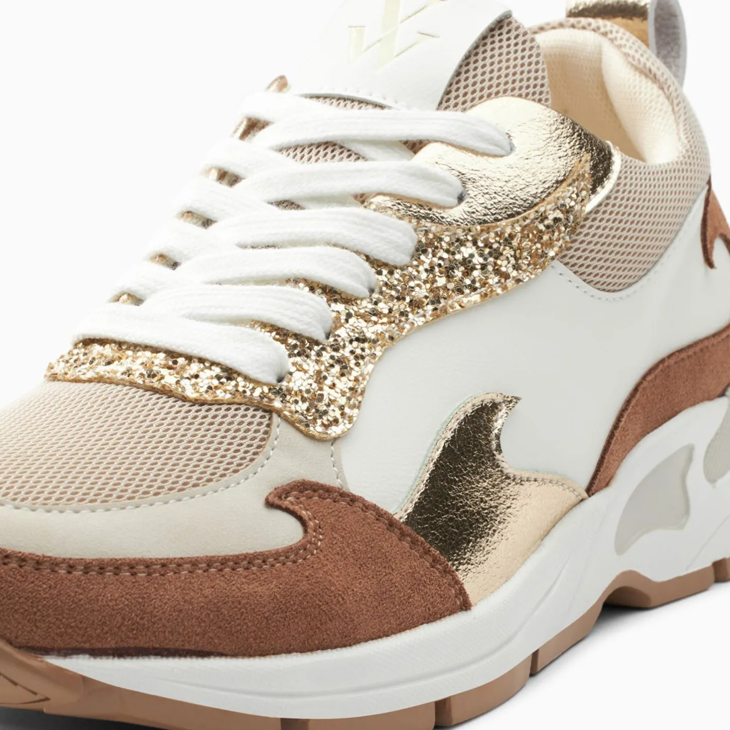 Vanessa Wu Baskets Flamme Juliette Blanc Et Camel Discount