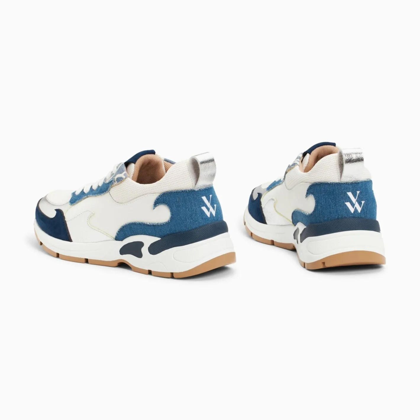 Vanessa Wu Baskets Flamme Juliette Blanc Et Denim New