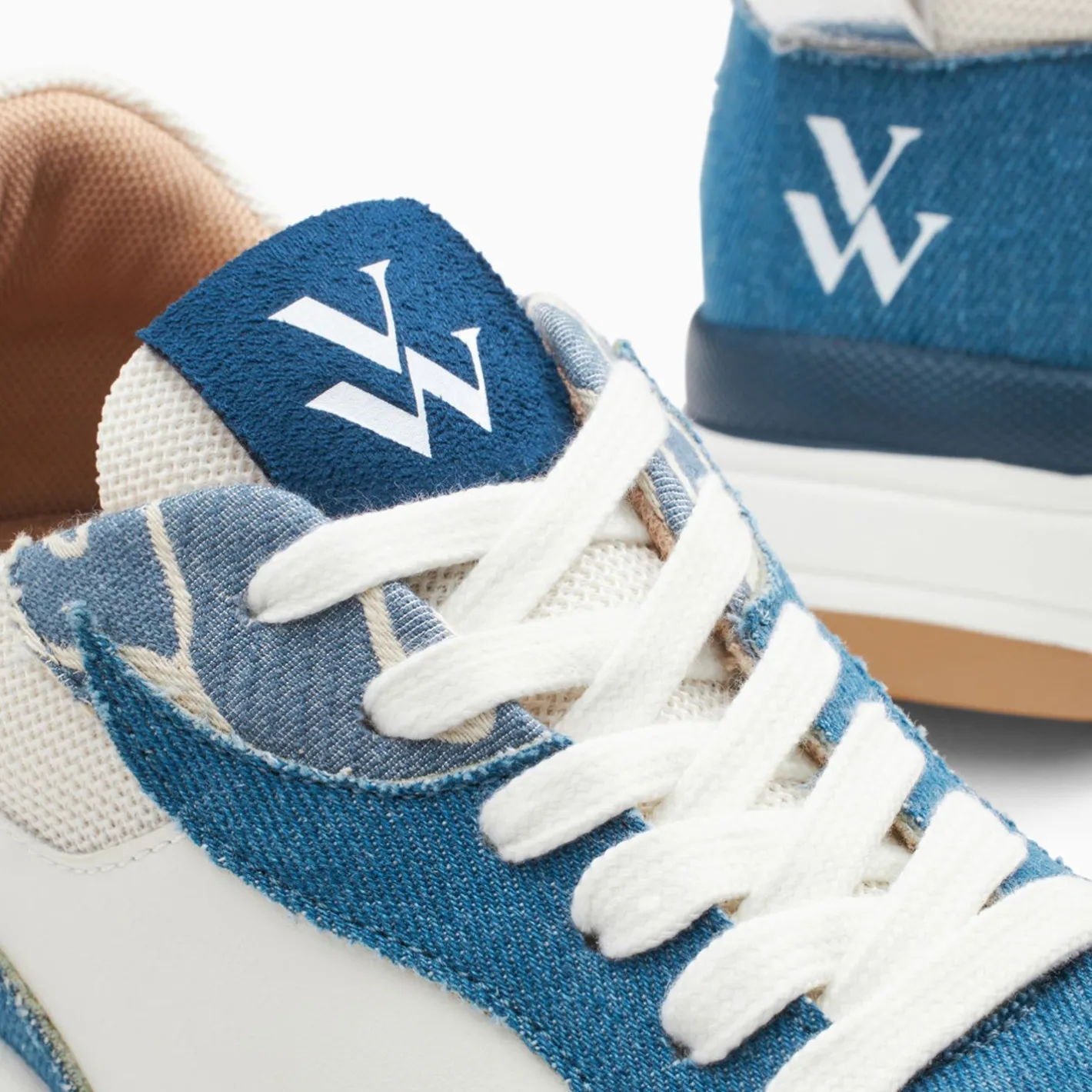 Vanessa Wu Baskets Flamme Juliette Blanc Et Denim New