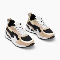 Vanessa Wu Baskets Flamme Juliette Noir Et Beige Sale