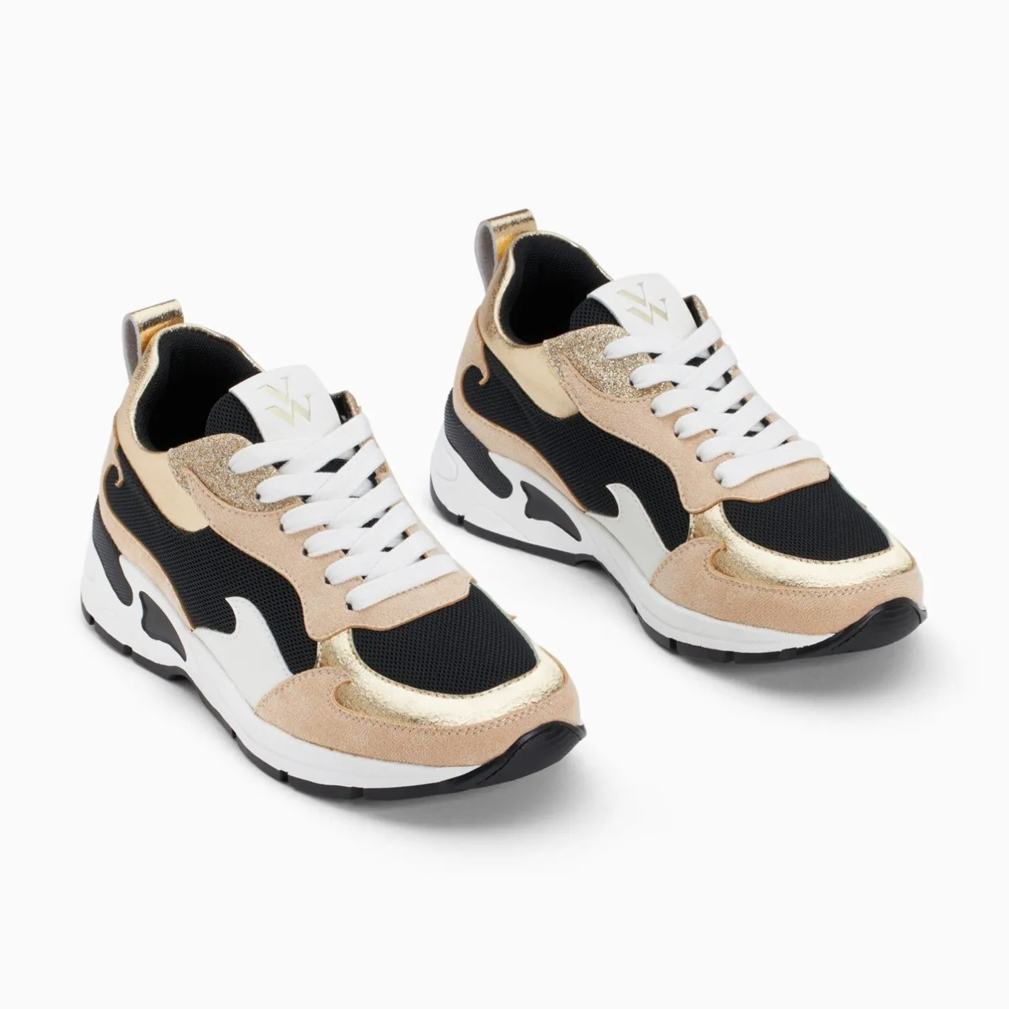 Vanessa Wu Baskets Flamme Juliette Noir Et Beige Sale