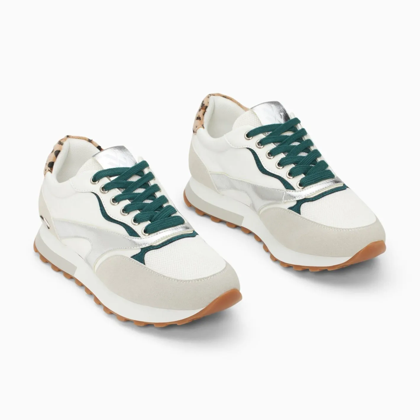 Vanessa Wu Baskets Jade Argent Et Vert A Semelle Running New
