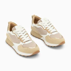 Vanessa Wu Baskets Margaux Beige Et Or A Semelle Running Sale