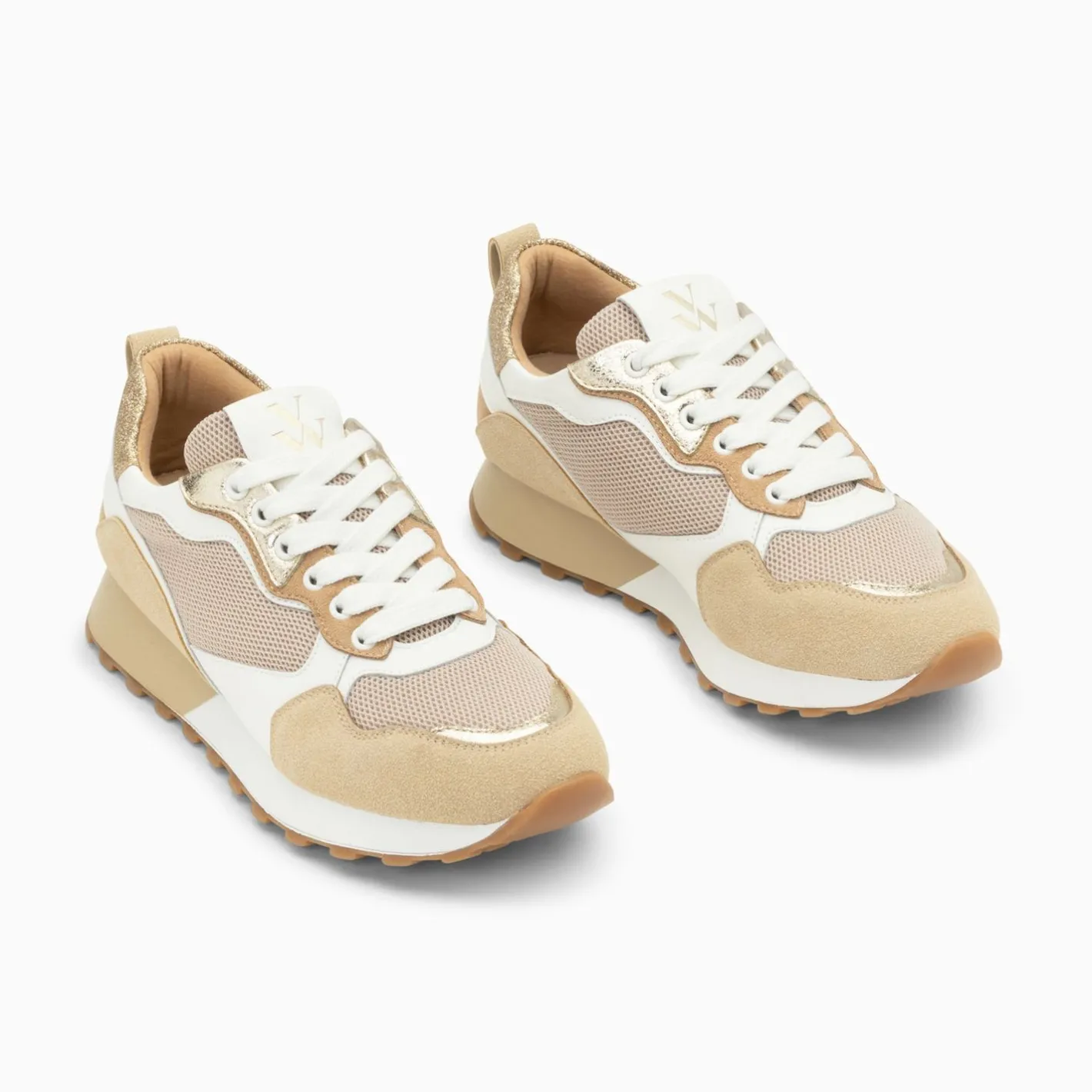 Vanessa Wu Baskets Margaux Beige Et Or A Semelle Running Sale