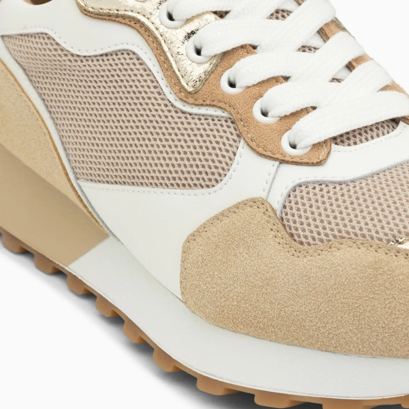 Vanessa Wu Baskets Margaux Beige Et Or A Semelle Running Sale